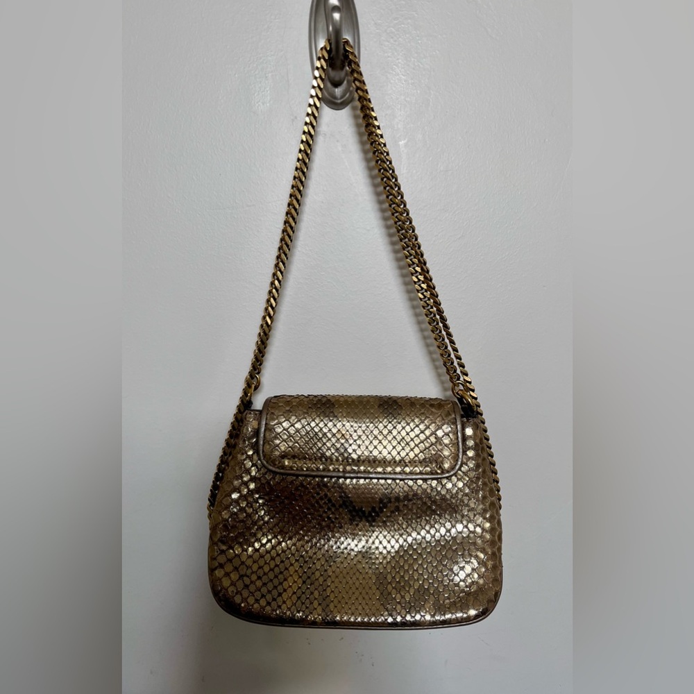 Gucci Metallic Gold Python Shoulder Bag - image 2